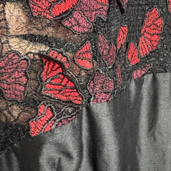 Vintage Y2K RODARTE Black Red Butterfly Embroidered Silk Blend Cocktail Dress - Picture 5 of 17
